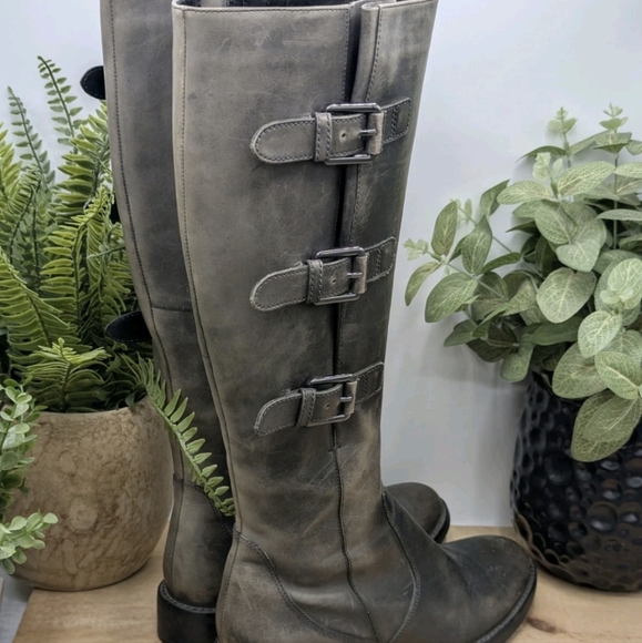Ecco Hobart Distressed Knee High Women's Size 7.5/8 Buckle Side Heeled Boots - Picture 3 of 6